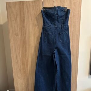 Denim Strapless Jumpsuit